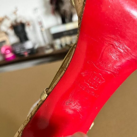 Christian Louboutin Gold Metallic Leather Night Cage Zeppa Cork Sandals - Picture 8 of 8